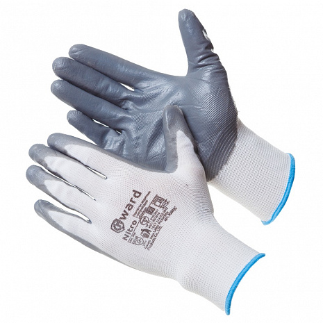 Gward Nitro Перчатки из белого нейлона с серым нитриловым покрытием B-класса