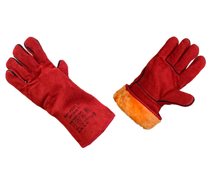 Краги спилковые утепленные, красные «Зима» Краги спилковые утепленные, красные «Зима»