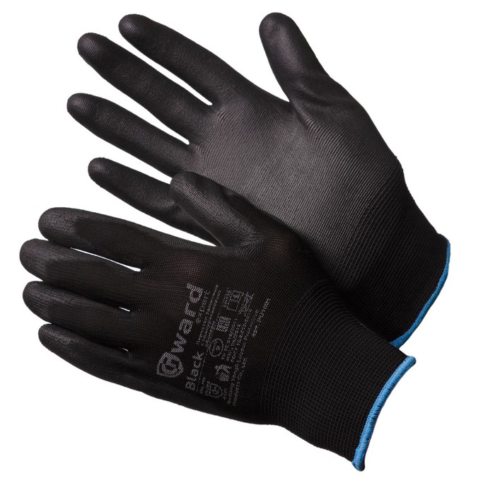 Gward Black Перчатки нейлоновые черные с черным полиуретаном Gward Black Перчатки нейлоновые черные с черным полиуретаном